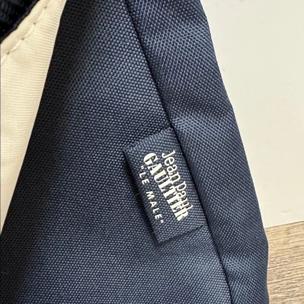Jean Paul Gaultier Le Male Navy Messenger Crossbody Bag | Striped Detail